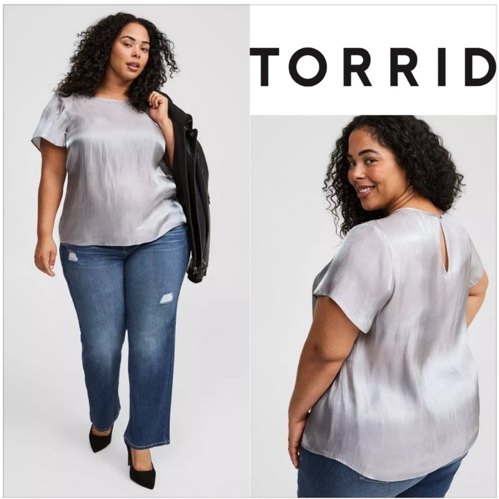 Torrid‎ Abbey Iridescent Flutter Short Sleeve Top Size 1X